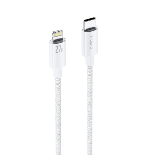TRUSMI 27W C To L Braided Charging Cable White 3M