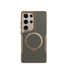 TRUSMI Carbon Fiber with 360° Rotating Kickstand Magnetic Phone Case Purple