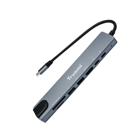 TRUSMI Type-C to USB 3.0*2+Type-C*2+HDMI+RJ45+SD/TF PD100W