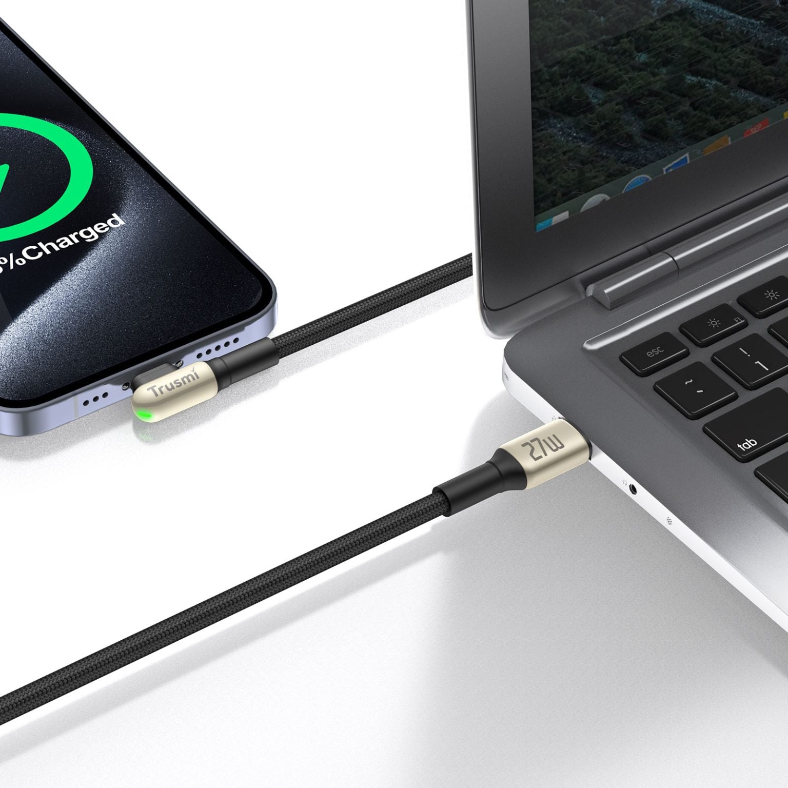 TRUSMI 27W CL Angled LED Zinc Alloy Braided Cable