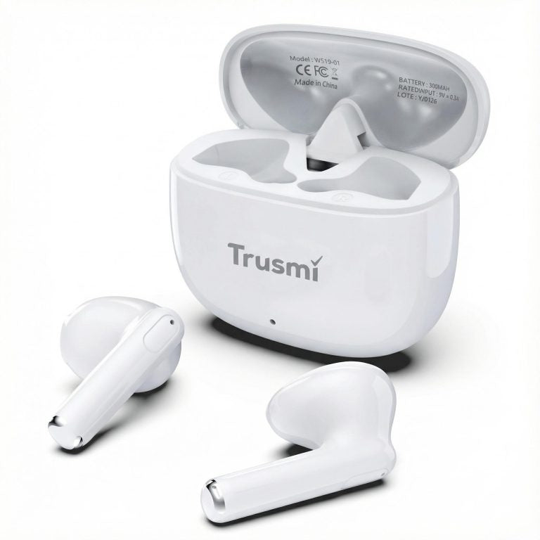 TRUSMI Minimalist Semi-In-Ear Wireless Earphone White