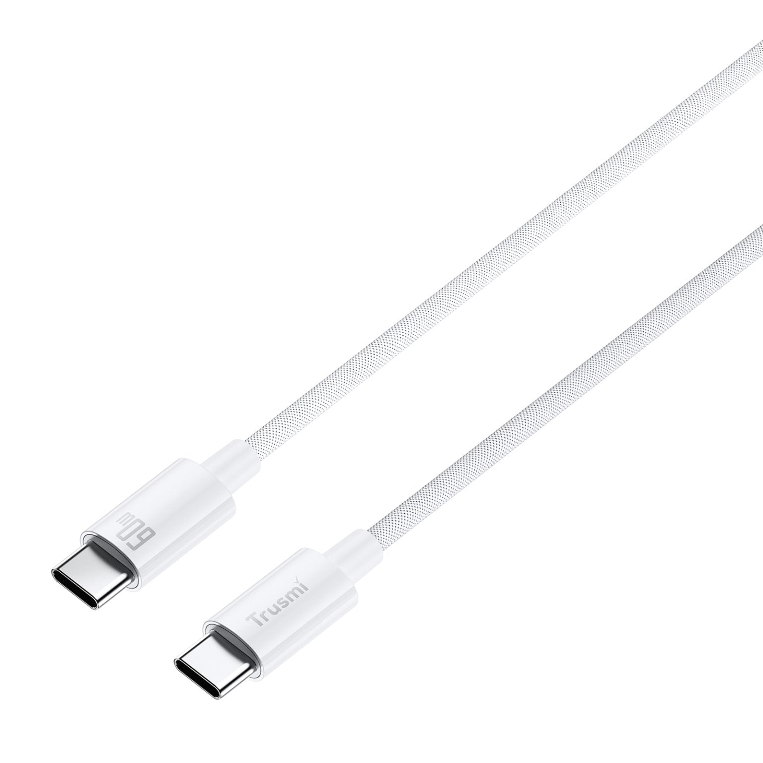 TRUSMI 60W C To C Braided Charging Cable White 2M