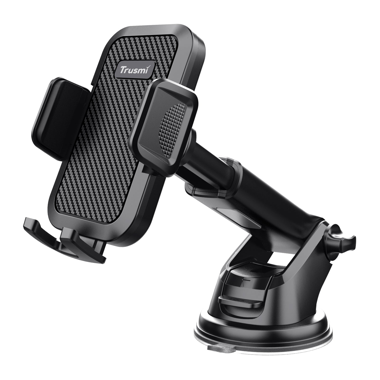 TRUSMI Suction Base Clamping Car Phone Holder Black
