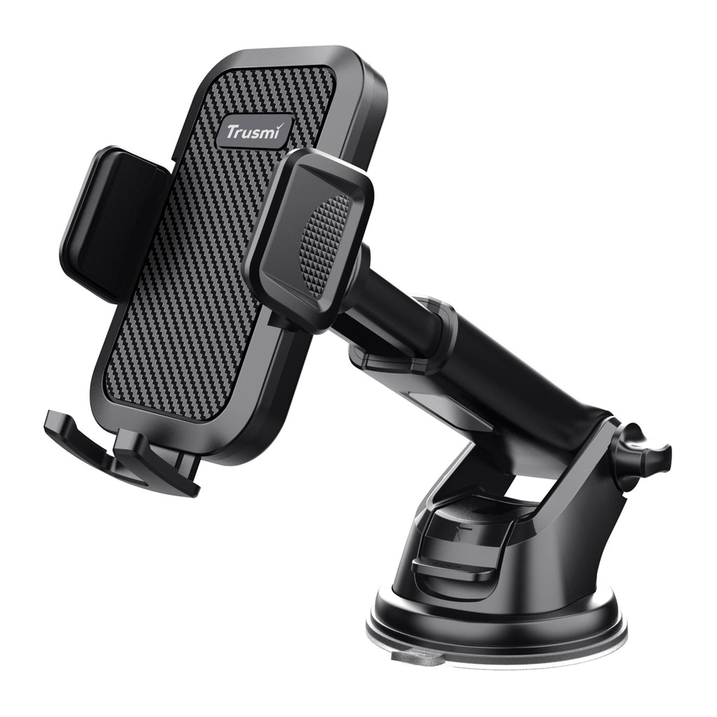 TRUSMI Suction Base Clamping Car Phone Holder Black