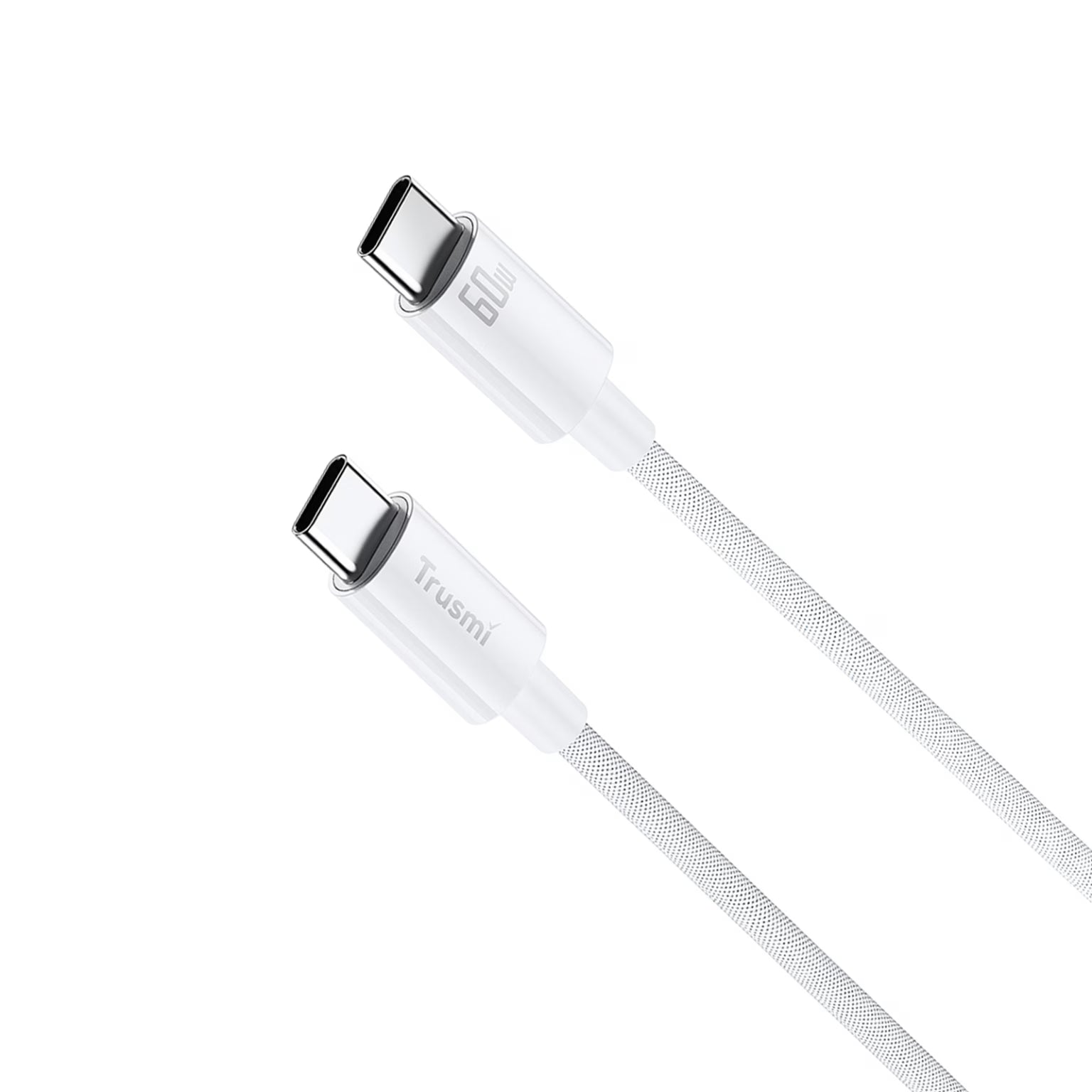 TRUSMI 60W C To C Braided Charging Cable White 1M