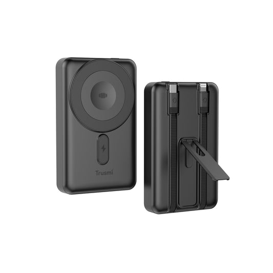 TRUSMI 15W Magnetic Wireless Power Bank with C+L Cable Kickstand