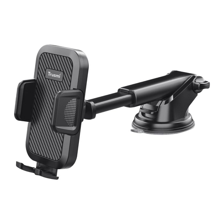 TRUSMI Suction Base Clamping Car Phone Holder Black