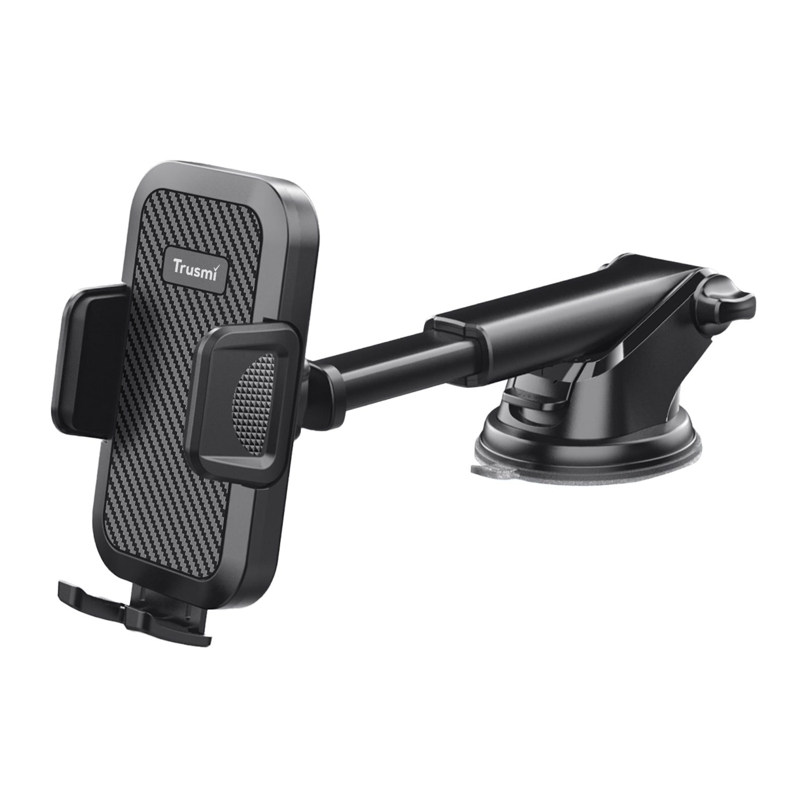 TRUSMI Suction Base Clamping Car Phone Holder Black
