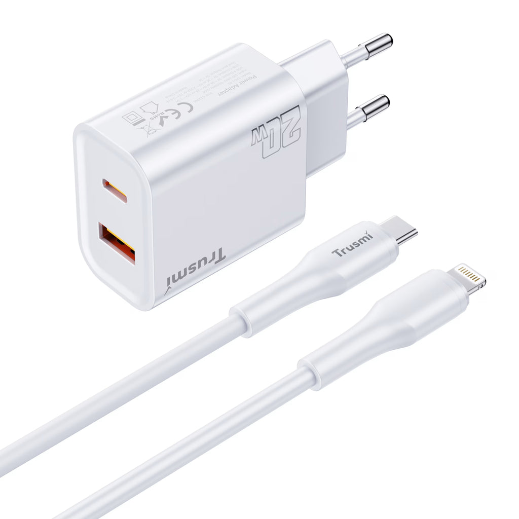 TRUSMI PD20W A+C GaN Fast Charger Set with CL Cable