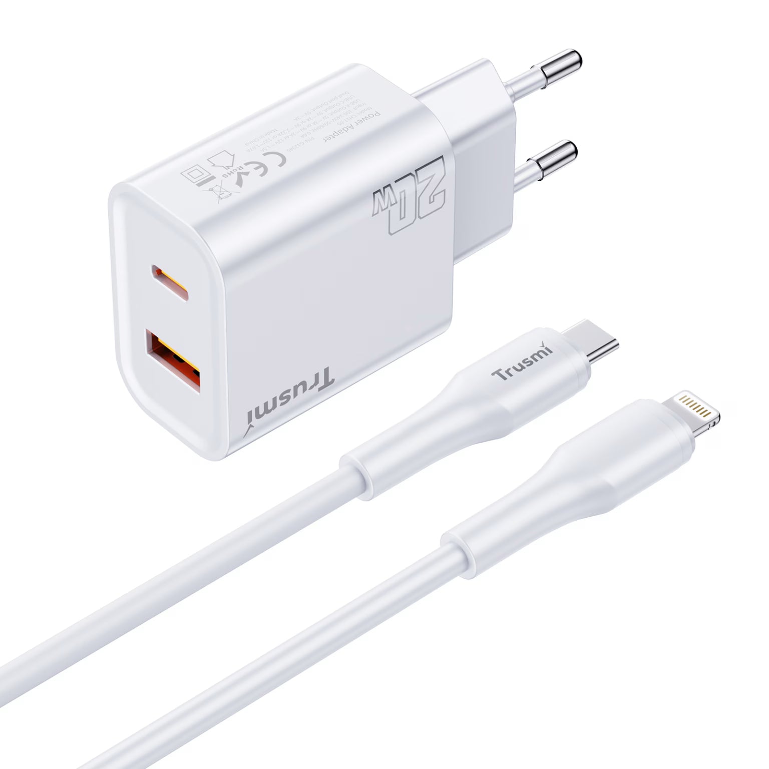 TRUSMI PD20W A+C GaN Fast Charger Set with CL Cable