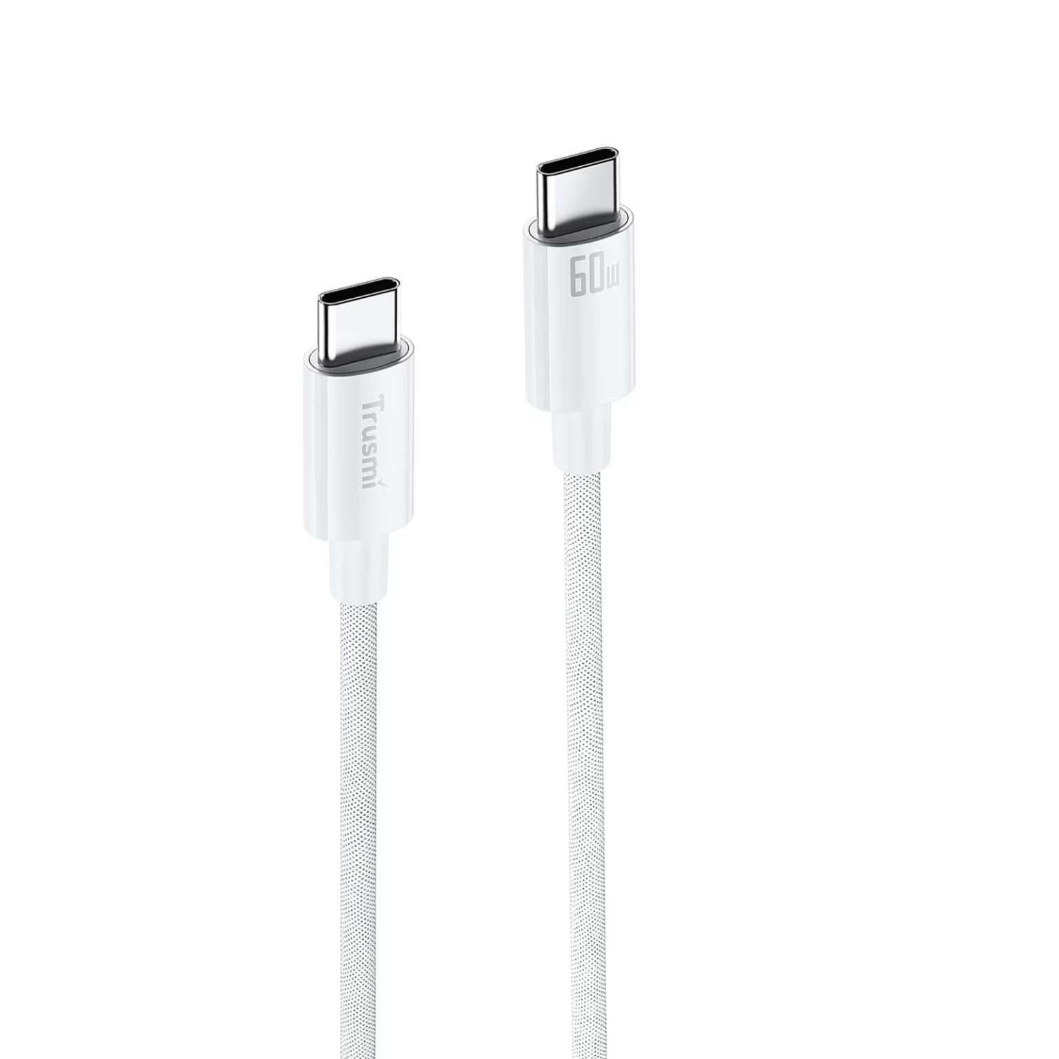 TRUSMI 60W C To C Braided Charging Cable White 1M