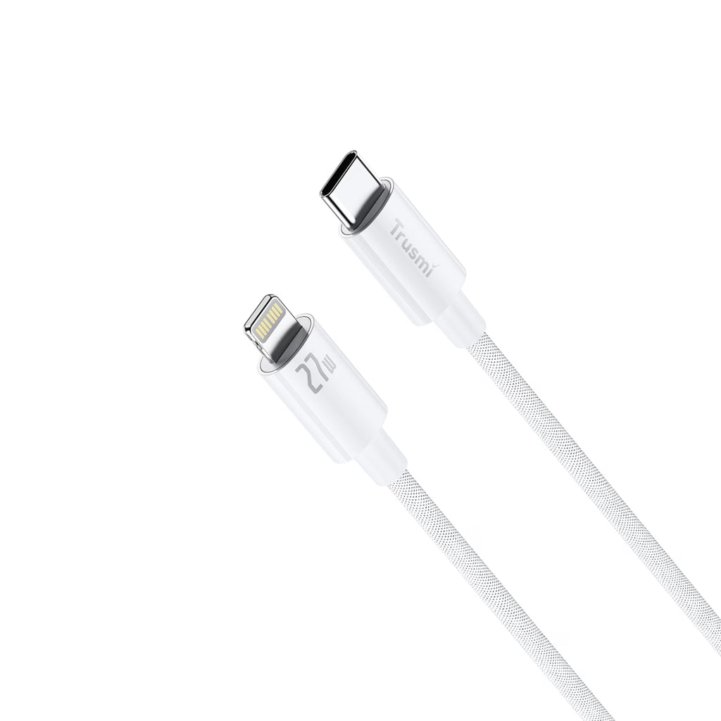 TRUSMI 27W C To L Braided Charging Cable White 3M
