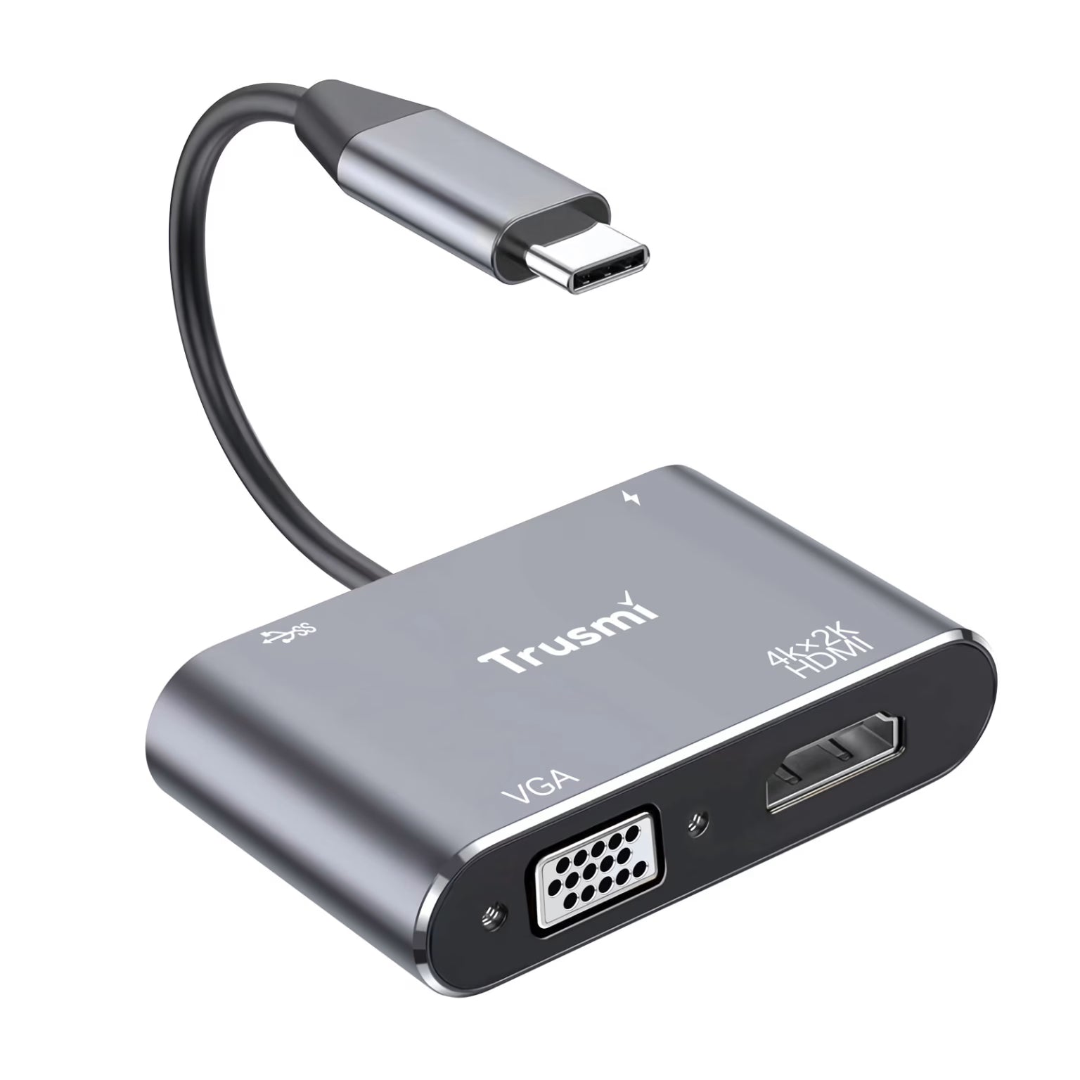 TRUSMI Type-C to HDMi+VGA Converter+USB3.0+PD100W