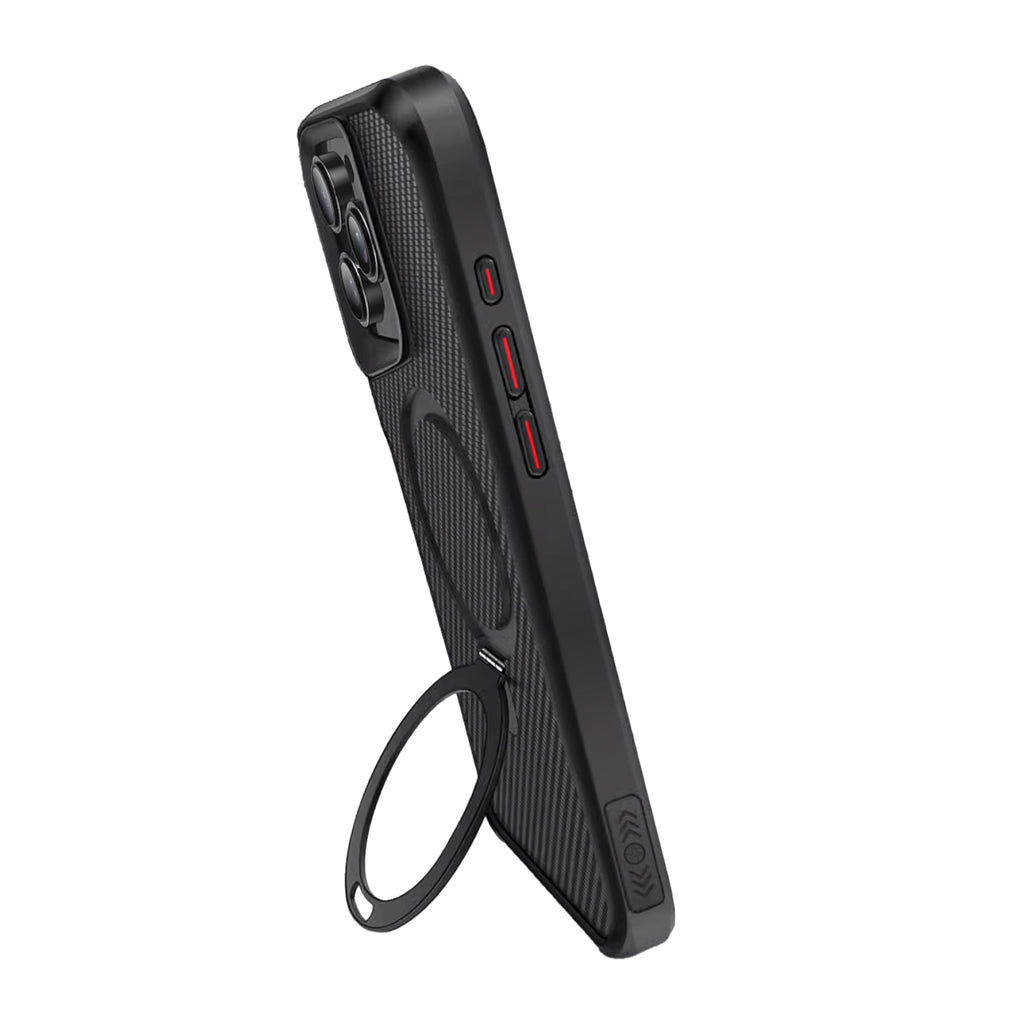 TRUSMI Carbon Fiber with 360° Rotating Kickstand Magnetic Phone Case