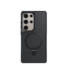 TRUSMI Carbon Fiber with 360° Rotating Kickstand Magnetic Phone Case Purple