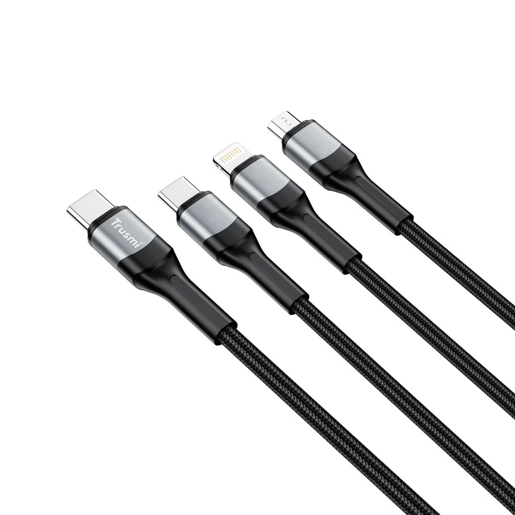TRUSMI 66W 3 in 1 C TO C/L/M 66W Braided Cable Black 1.2M