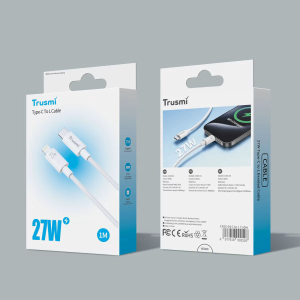 TRUSMI 27W C To L Braided Charging Cable White 1M