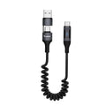 TRUSMI 100W USB-A/C To C Car Spring Charging Cable with Digital Display 1.5M Black Support C...