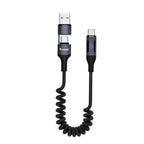 TRUSMI 100W USB-A/C To C Car Spring Charging Cable with Digital Display 1.5M Black Support C...