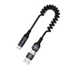 TRUSMI 100W USB-A/C To C Car Spring Charging Cable with Digital Display 1.5M Black Support C...