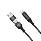 TRUSMI 100W USB-A/C To C Car Spring Charging Cable with Digital Display 1.5M Black Support C...