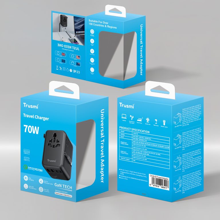 TRUSMI 68W 3C2A Travel Adapter Charger with Cable