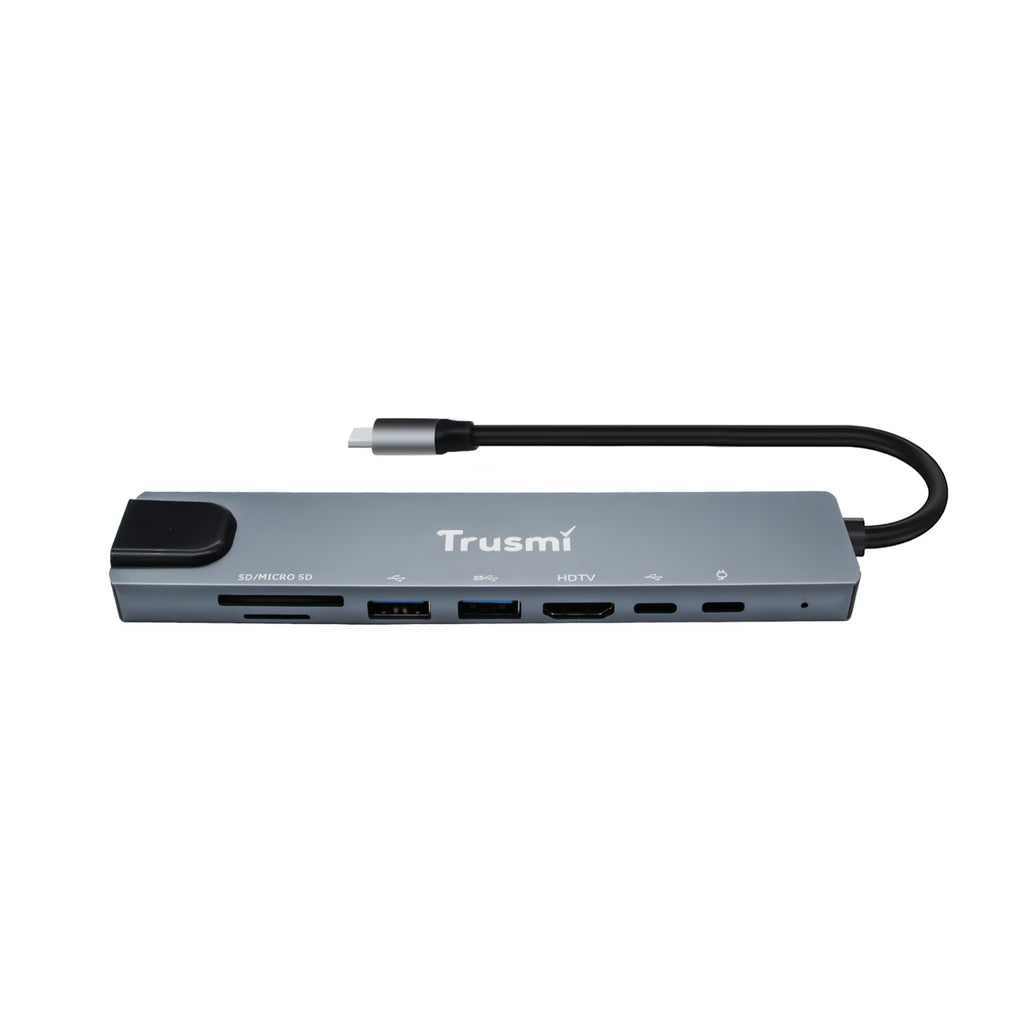 TRUSMI Type-C to USB 3.0*2+Type-C*2+HDMI+RJ45+SD/TF PD100W