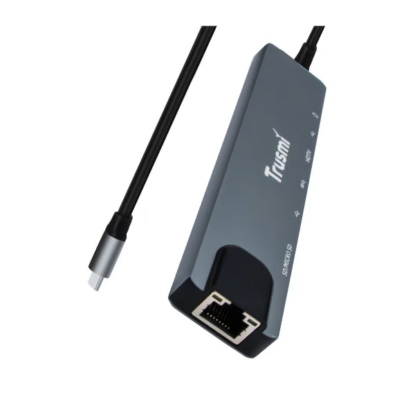 TRUSMI Type-C to USB 3.0*2+Type-C*2+HDMI+RJ45+SD/TF PD100W