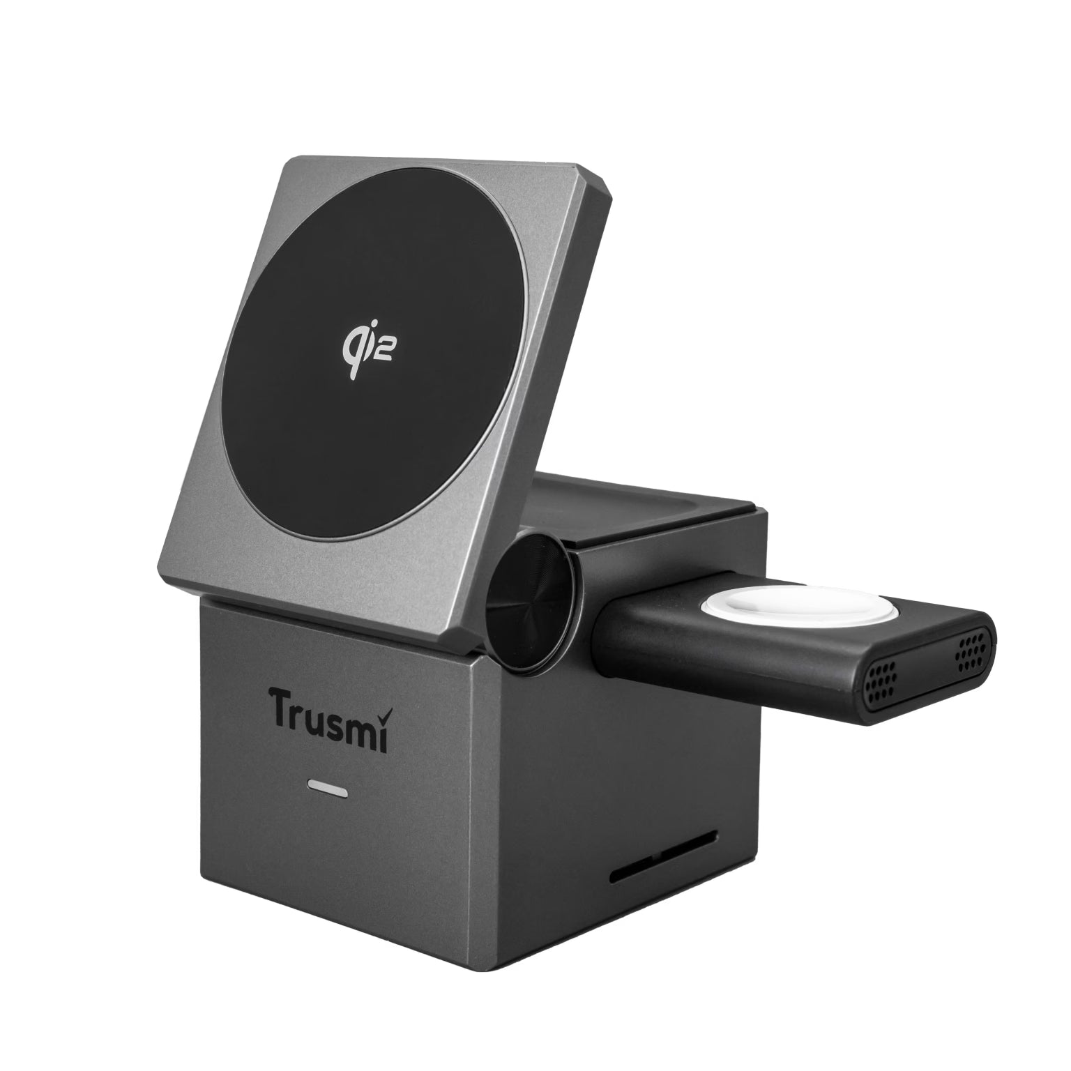 TRUSMI Qi2 3-in-1 Cube Wireless Charging Station Gray