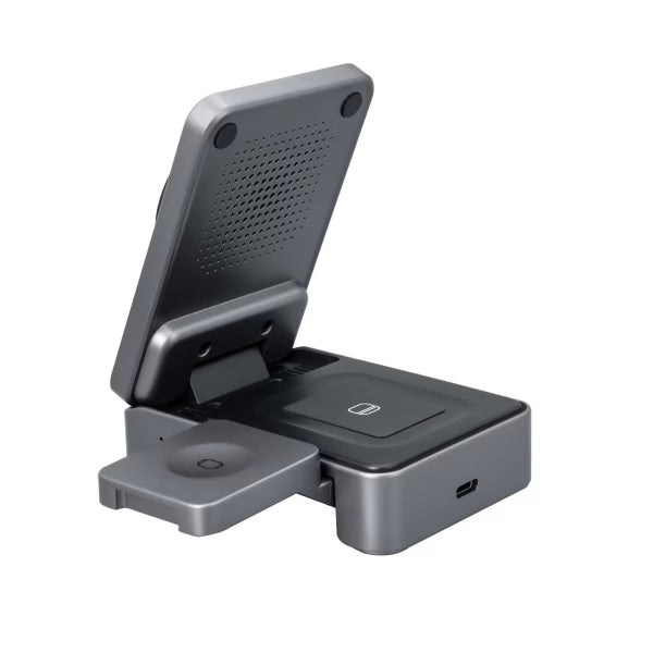 TRUSMI Qi2 3-in-1 Desktop Foldable Wireless Charging Station Gray
