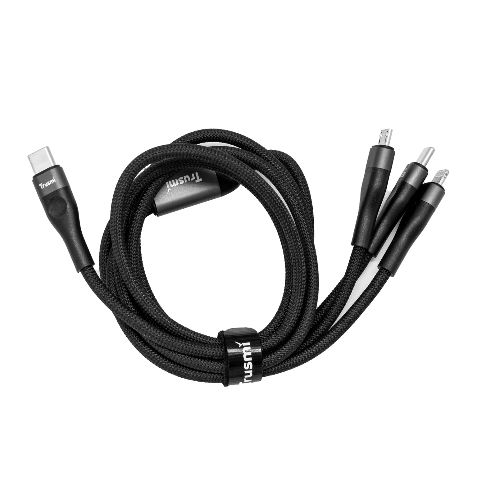 TRUSMI 66W 3 in 1 C TO C/L/M 66W Braided Cable Black 1.2M