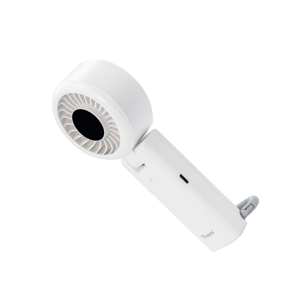 TRUSMI Handheld Foldable Digital Display High Speed Fan with Finger Ring White