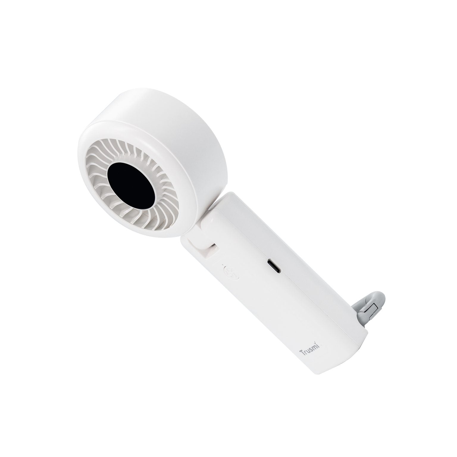 TRUSMI Handheld Foldable Digital Display High Speed Fan with Finger Ring White