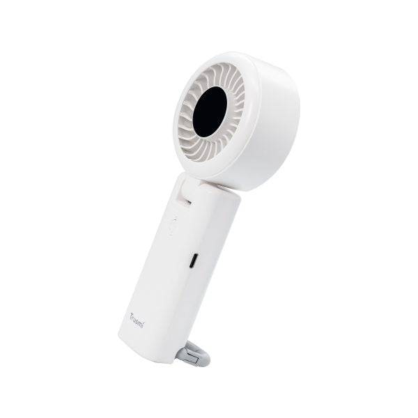 TRUSMI Handheld Foldable Digital Display High Speed Fan with Finger Ring White