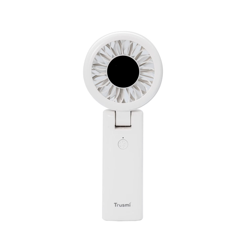 TRUSMI Handheld Foldable Digital Display High Speed Fan with Finger Ring White