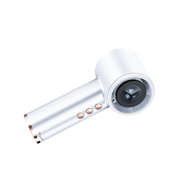 TRUSMI Handheld Foldable Digital Display High Speed Fan with Finger Ring White