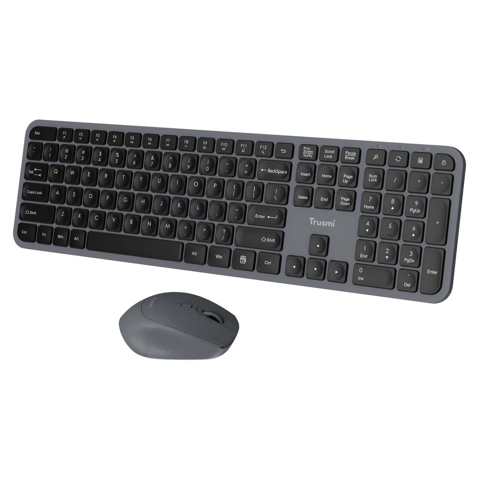 TRUSMI Wireless Membrane keyboard & Mouse Set US Grey