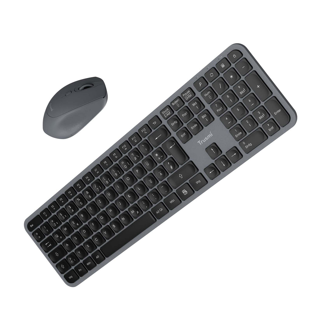 TRUSMI Wireless Membrane keyboard & Mouse Set DE Grey