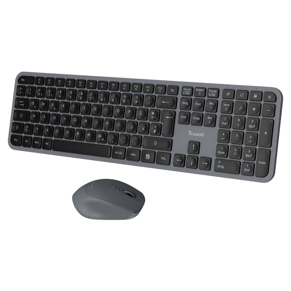 TRUSMI Wireless Membrane keyboard & Mouse Set DE Grey