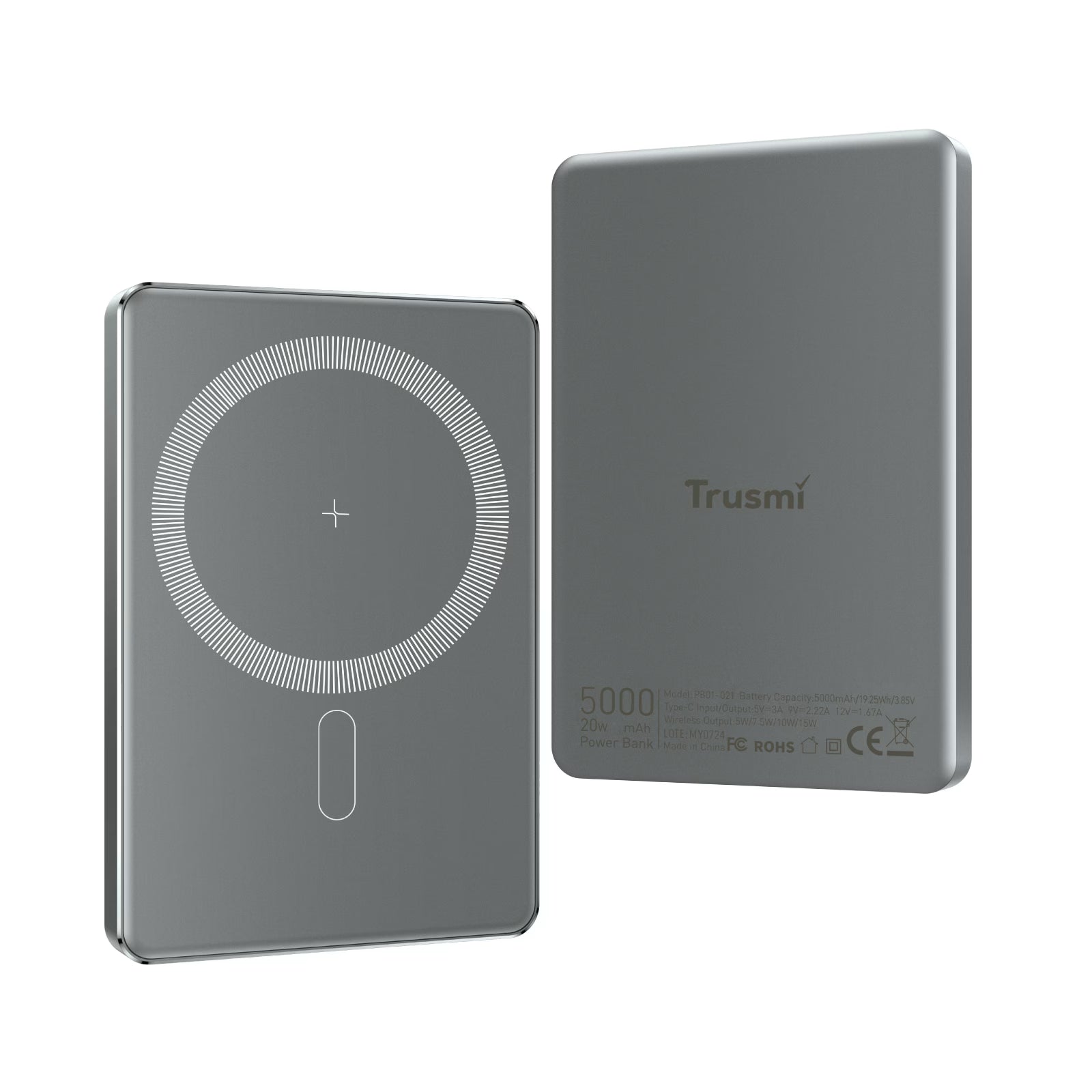 TRUSMI Ultra Thin Magnatic Wireless Power Bank 5000mAh