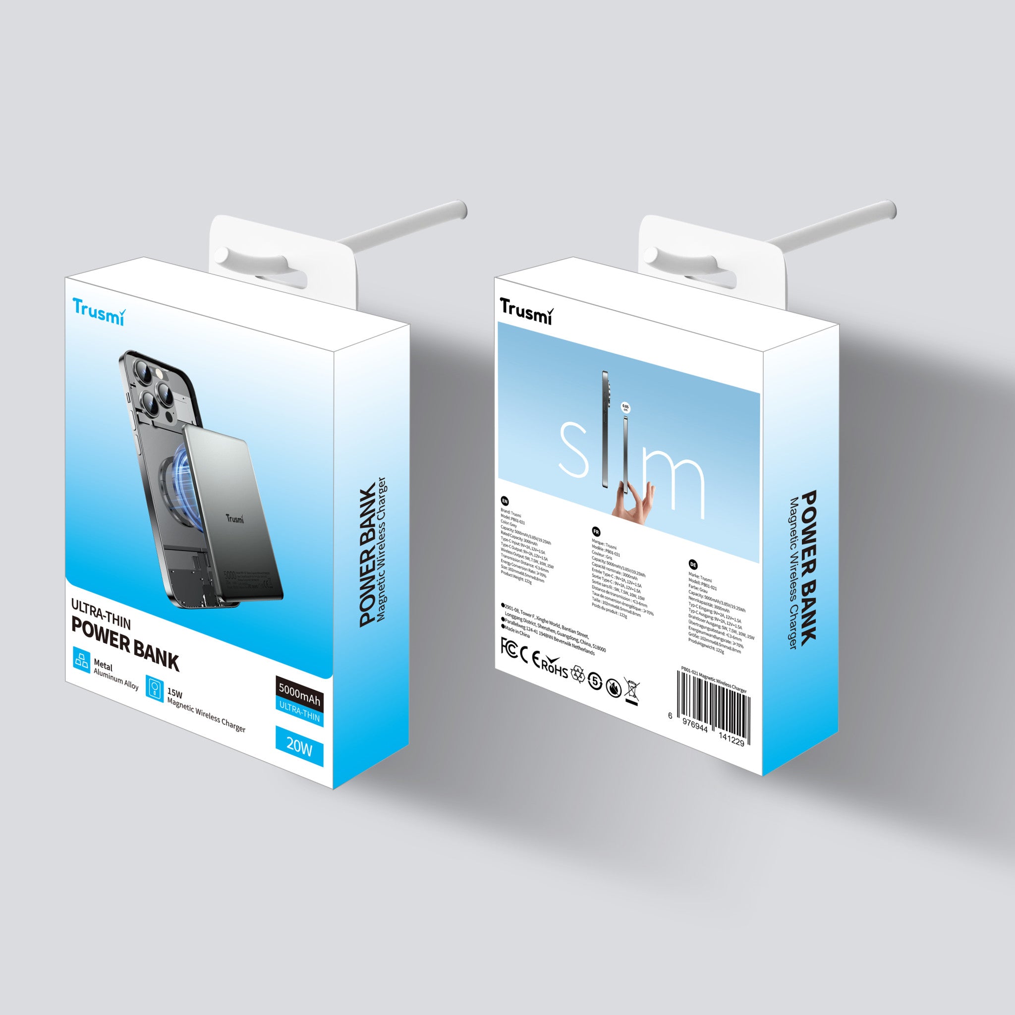 TRUSMI Ultra Thin Magnatic Wireless Power Bank 5000mAh