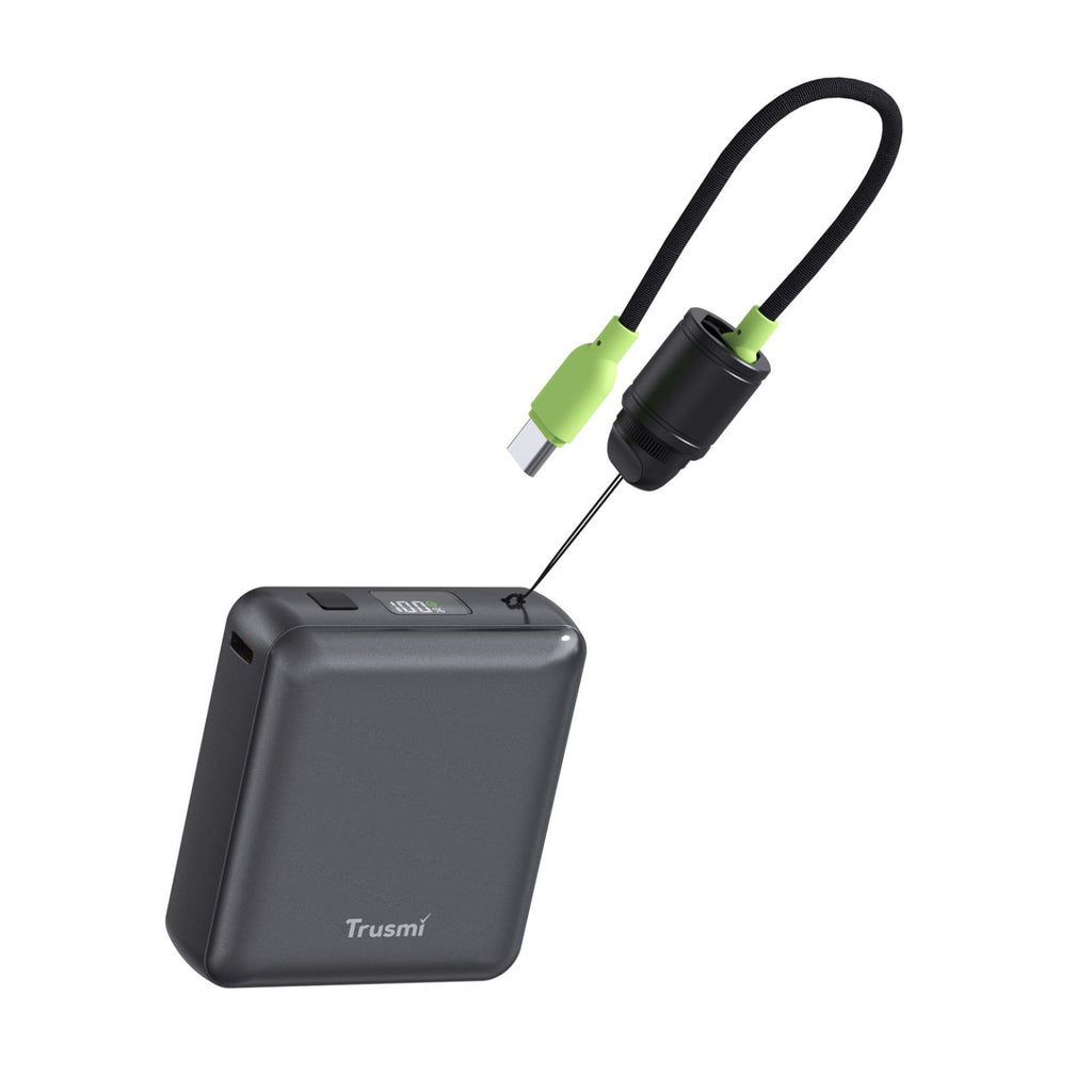 TRUSMI PD22.5W Single C Digital Display Power Bank 10000mAh with C to C Cable Grey