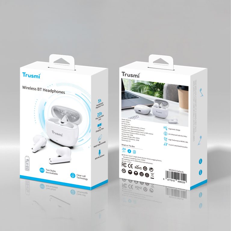 TRUSMI Minimalist Semi-In-Ear Wireless Earphone White